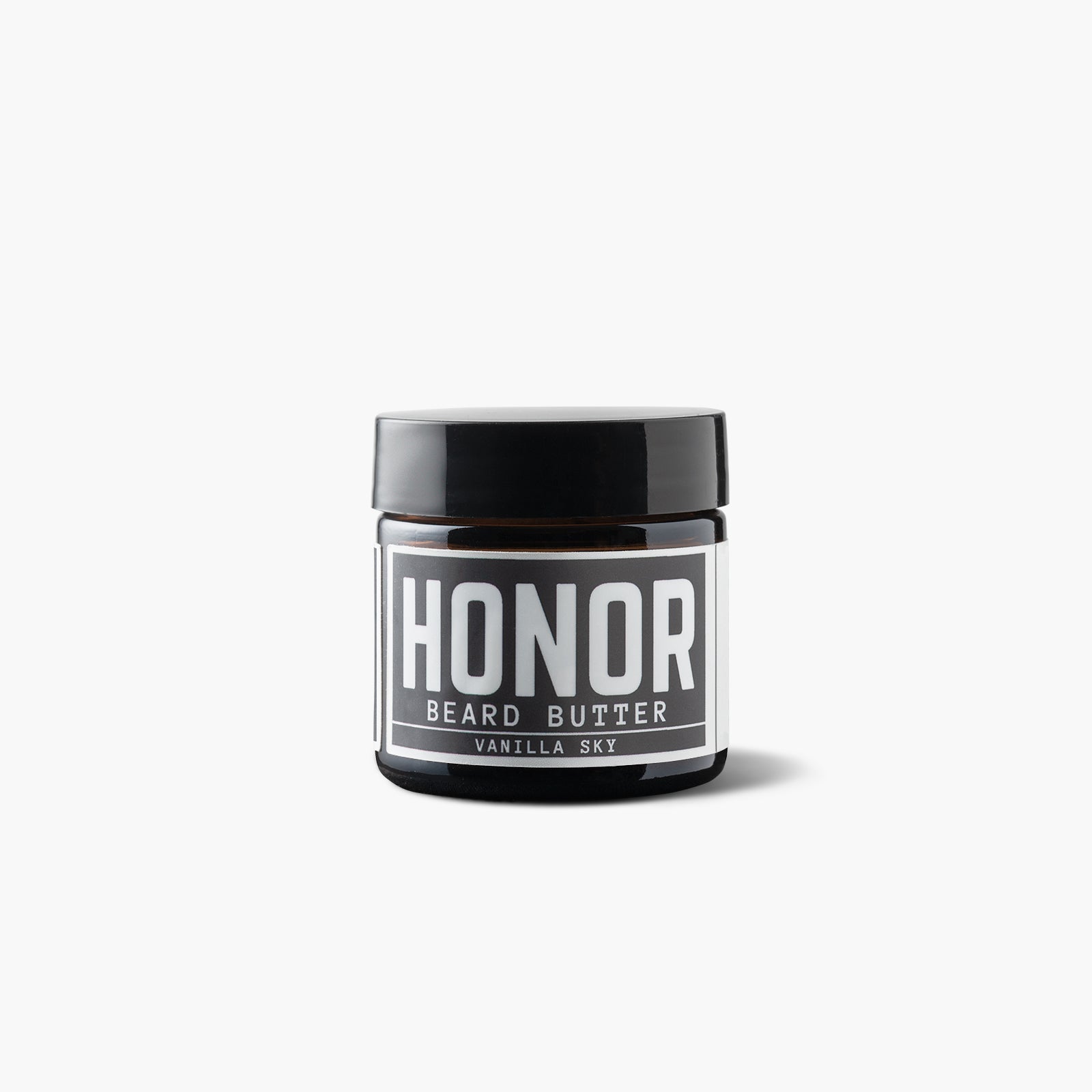 vanilla sky beard butter sample on white background