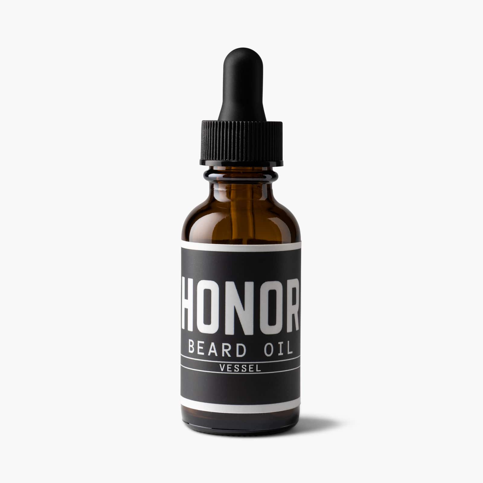 vessel blend beard oil on white background