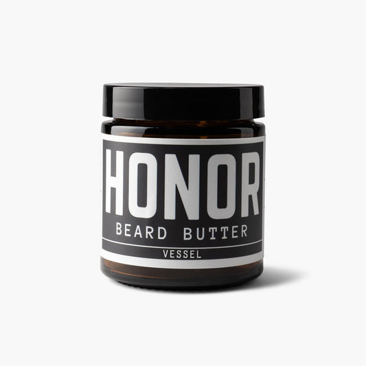 vessel blend beard butter on white background